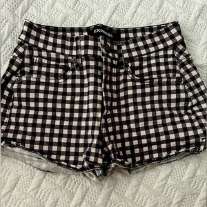 Express high rise shortie, Blsck and white Gingham pattern